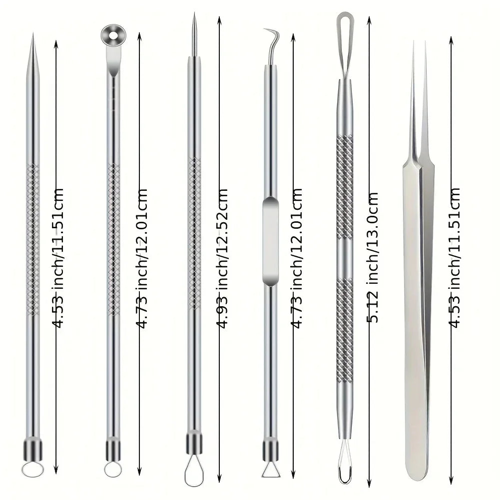 Ensemble de 6 pincettes à boutons ultra-précises - Outil professionnel d'élimination de l'acné